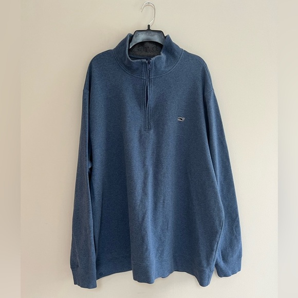 Vineyard Vines Dark Blue Performance Jersey 1/4 Zip Pullover Sweater, size 2XLT - Picture 2 of 6